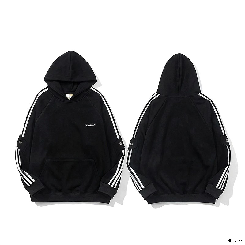 Adidas three - stripe trendy and cool black sweatshirt