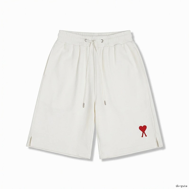 AMI Embroidered Minimalist Style White Shorts
