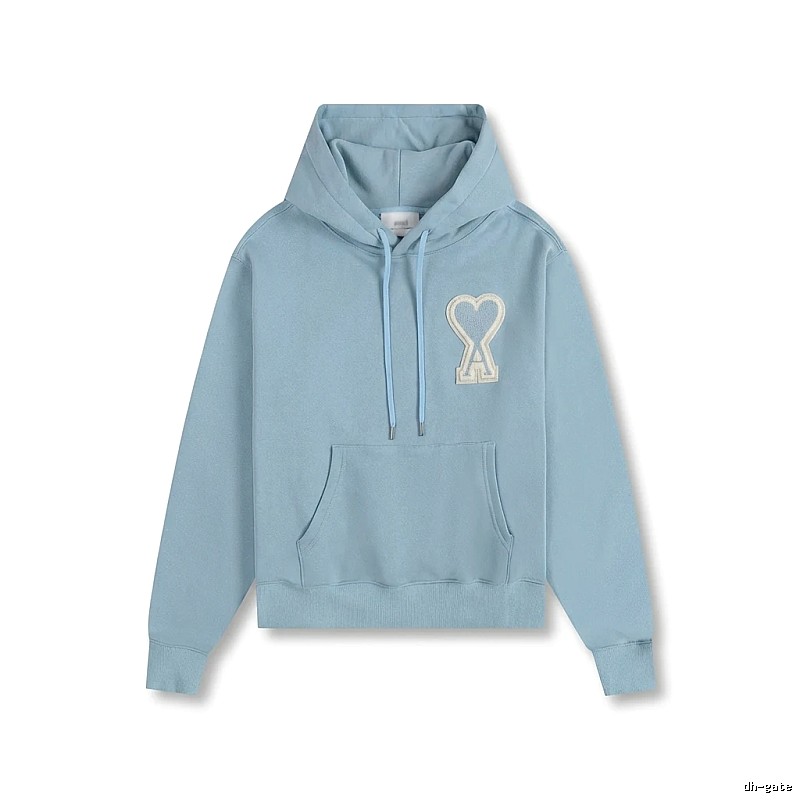 AMI Love Heart Pattern Light Blue Hoodie