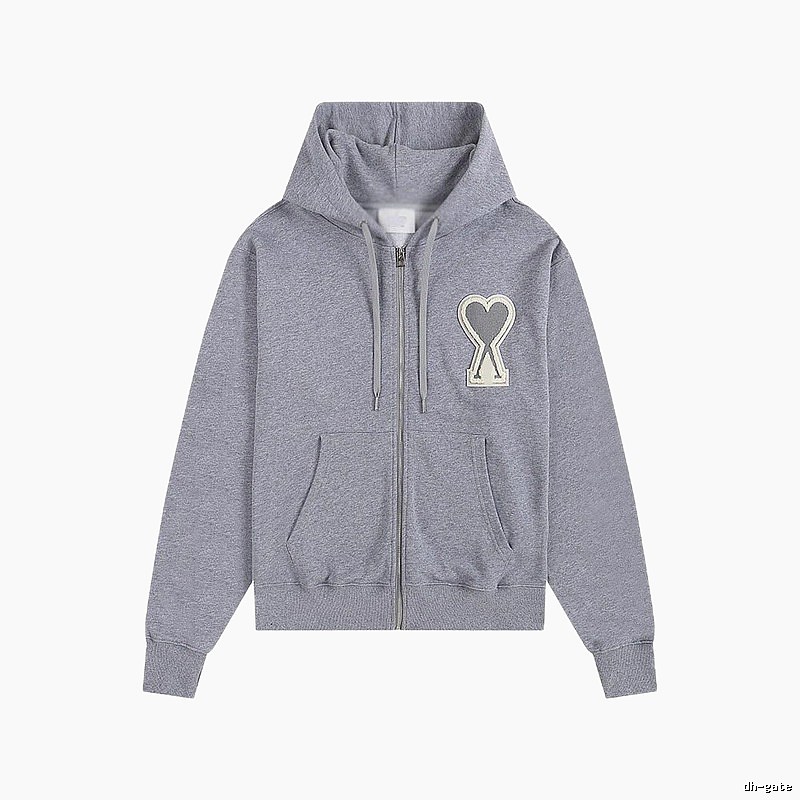 AMI Love Series Grey Zip-Up Hoodie