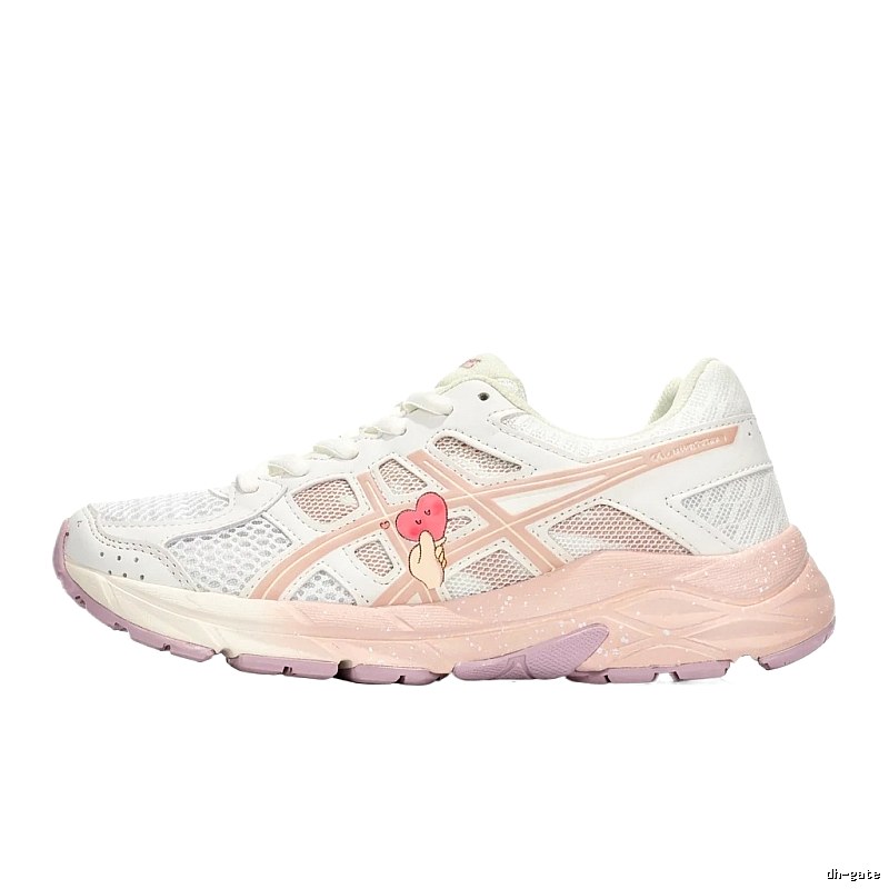 ASICS retro-style white and pink sports shoes