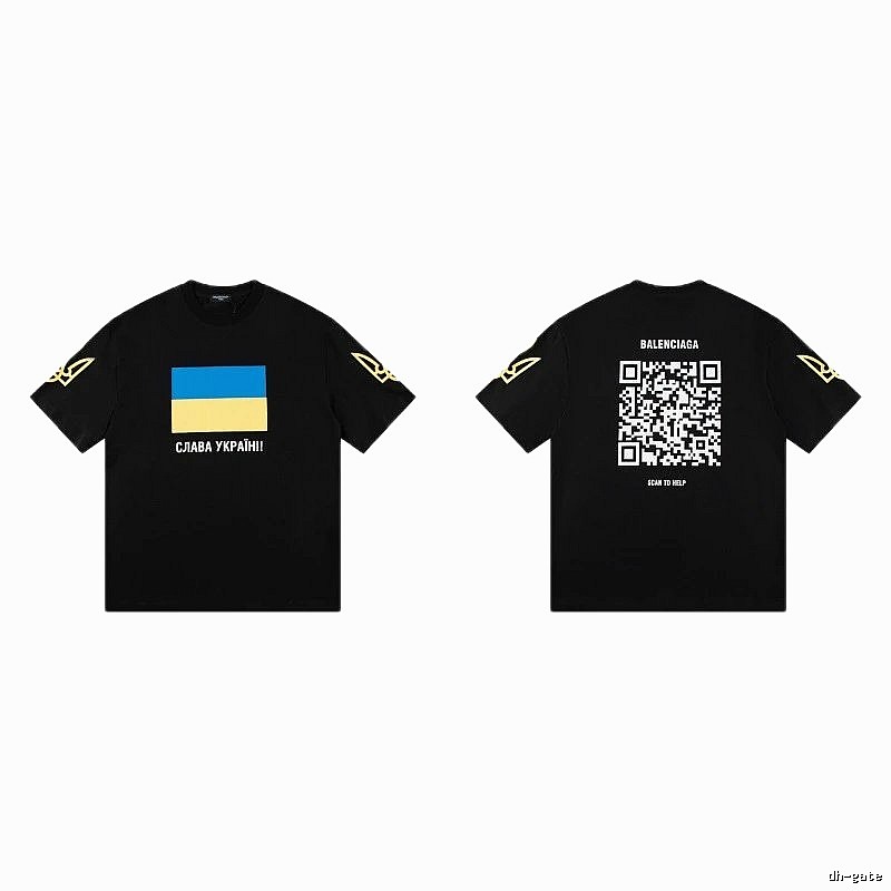 Balenciaga Charity Print Trendy Style Black Short-sleeve T-Shirt