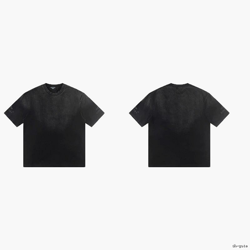 Balenciaga Distressed Street Style Black Short-Sleeve T-Shirt
