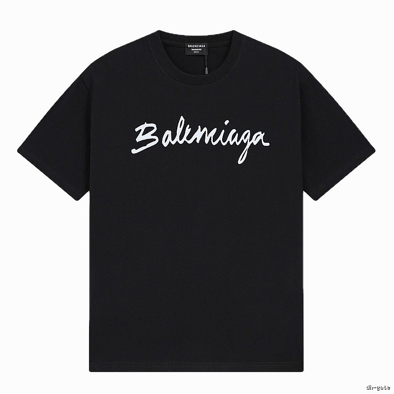 Balenciaga Handwritten Trendy Style Black T-shirt