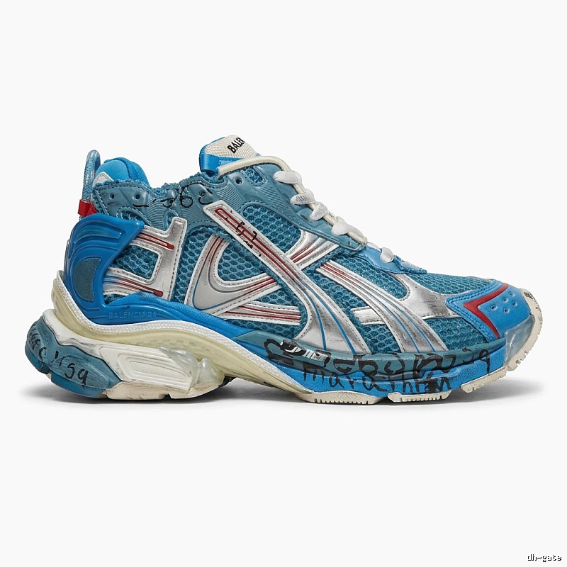 Balenciaga retro-style blue sports shoes