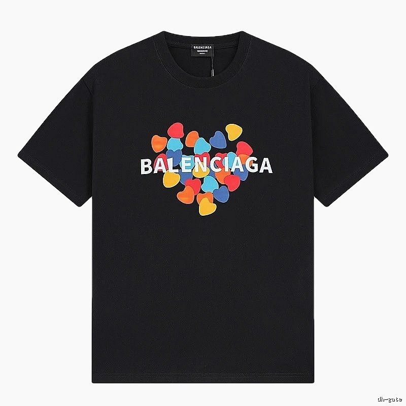Balenciaga Trendy Black T-shirt with Heart Print