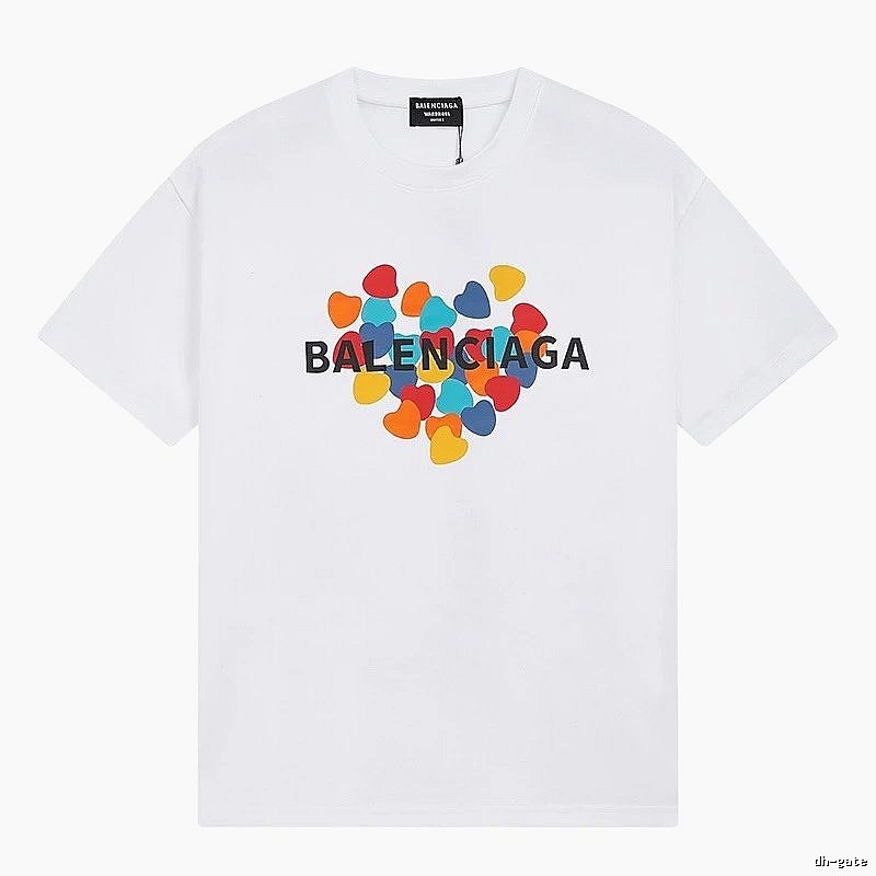 Balenciaga White T-shirt with Heart Print