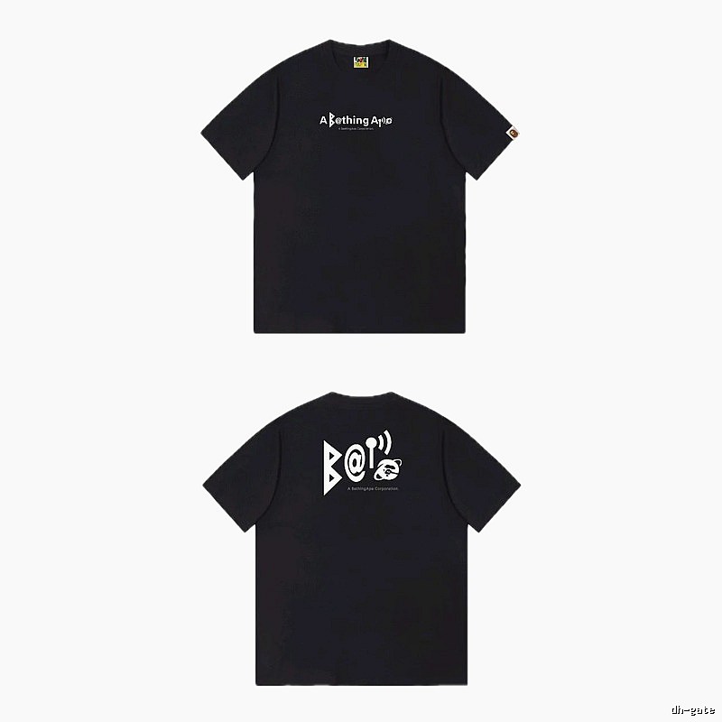 Bape letter - printed short - sleeved black T - shirt