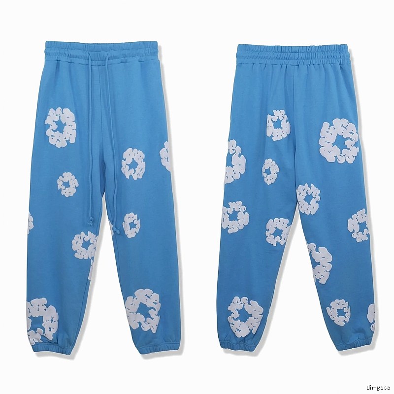 Blue casual pants with DENIM TEARS print