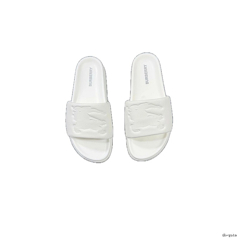 Burberry Embossed Equestrian Knight Minimalist White Slides