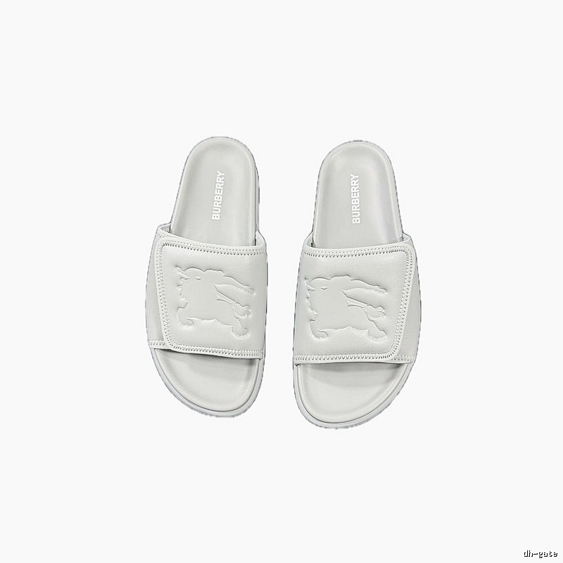 Burberry Equestrian Knight Collection Minimalist Style Light Grey Slide Sandals