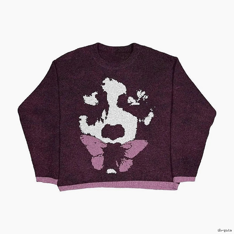 Casual Anime graphic sweater Black Knit Top for Streetwear Looks