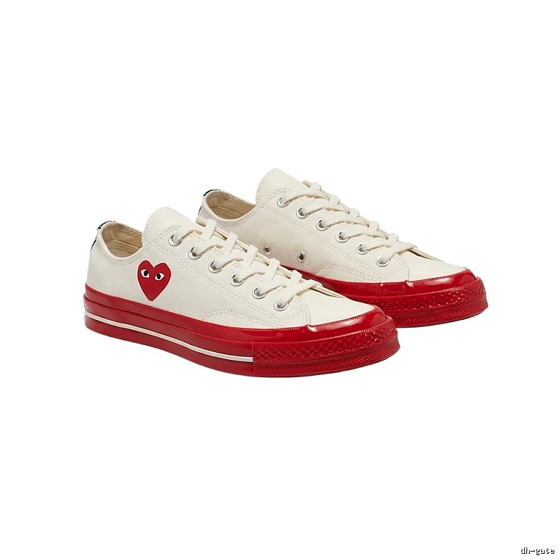 CDG Love Series Red and White Canvas Shoes