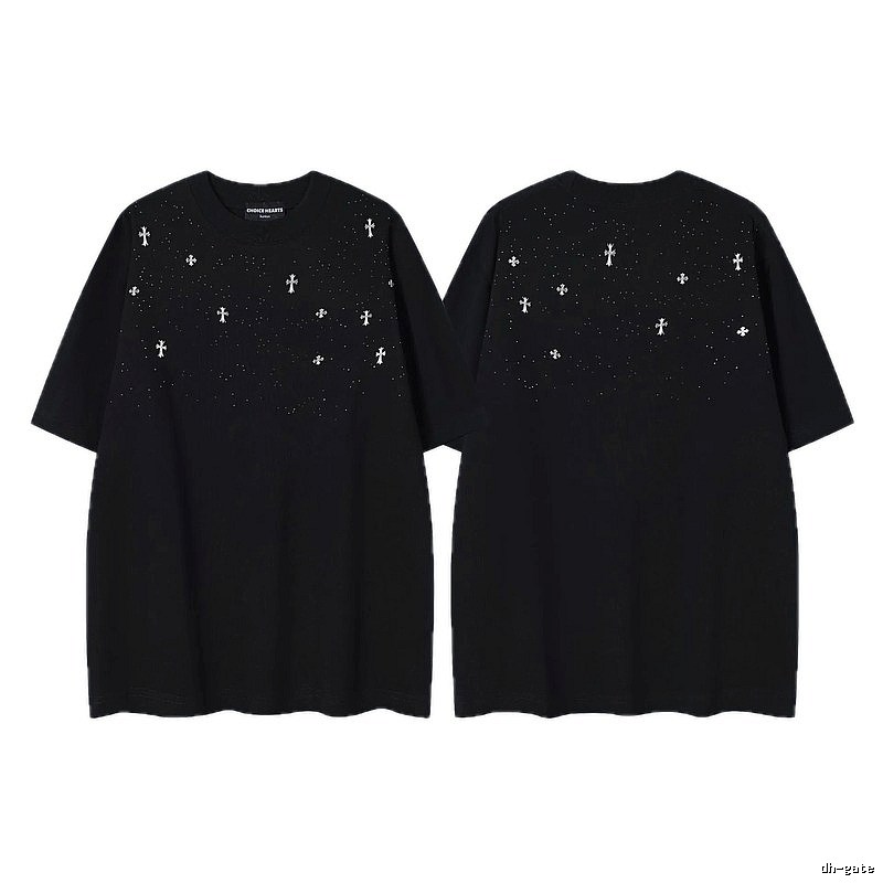 Chrome Hearts Cross Embroidered Street Style Black Short-sleeve T-shirt
