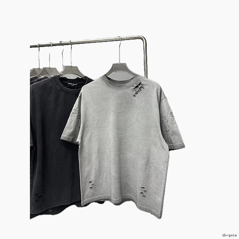 Chrome Hearts Cross Embroidered Street Style Gray Short-sleeve T-shirt