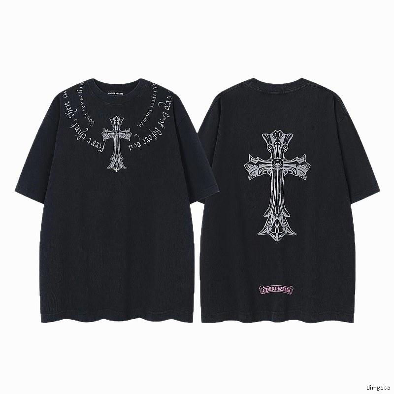 Chrome Hearts Cross Gothic Style Black Short Sleeve T-shirt