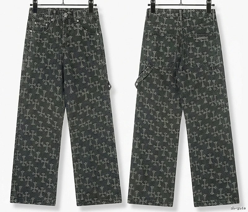 Chrome Hearts cross print black jeans