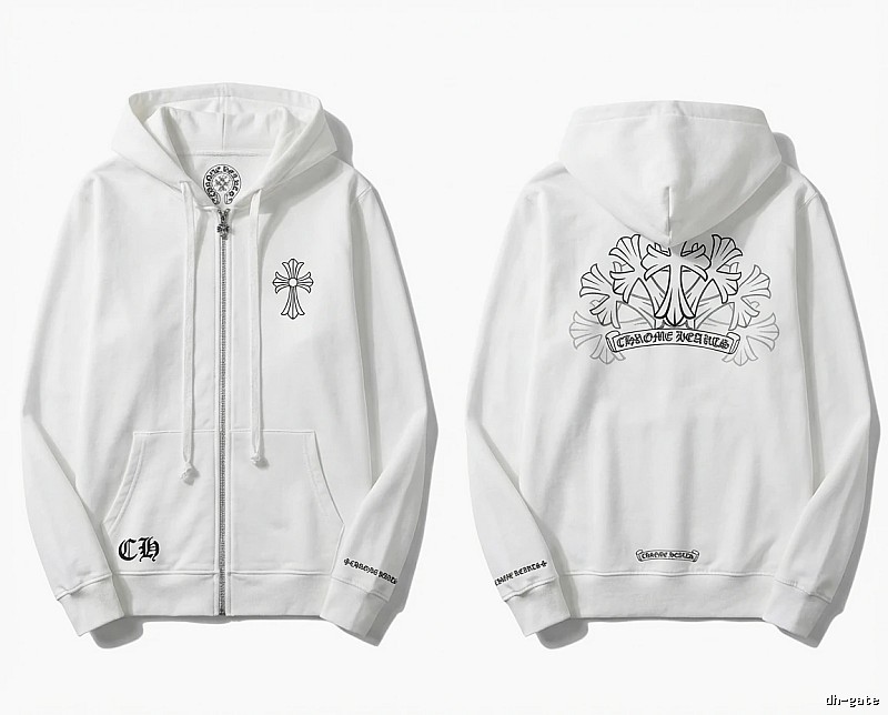 Chrome Hearts Cross Trendy and Cool Style White Sweatshirt