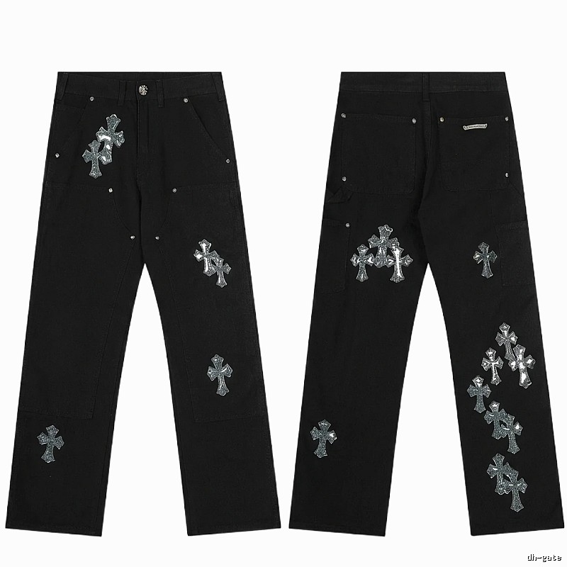 Chrome Hearts Cross Trendy Cool Black Pants