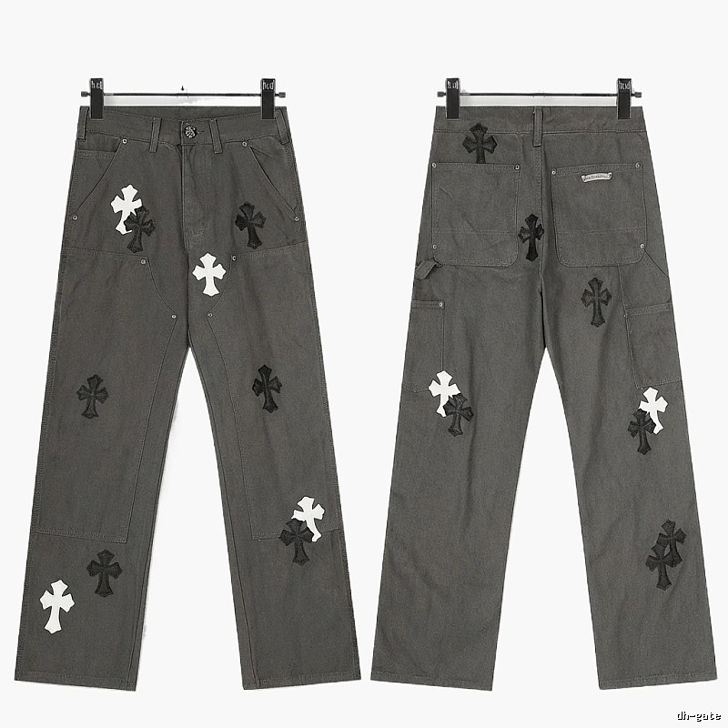 Chrome Hearts Cross Workwear Style Grey Pants
