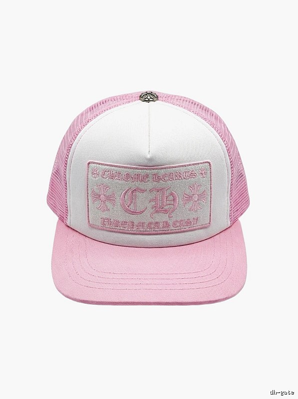 Chrome Hearts Pink and White Patchwork Trendy Hat