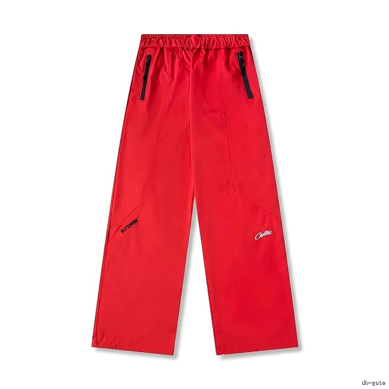 Corteiz workwear-style red long trousers