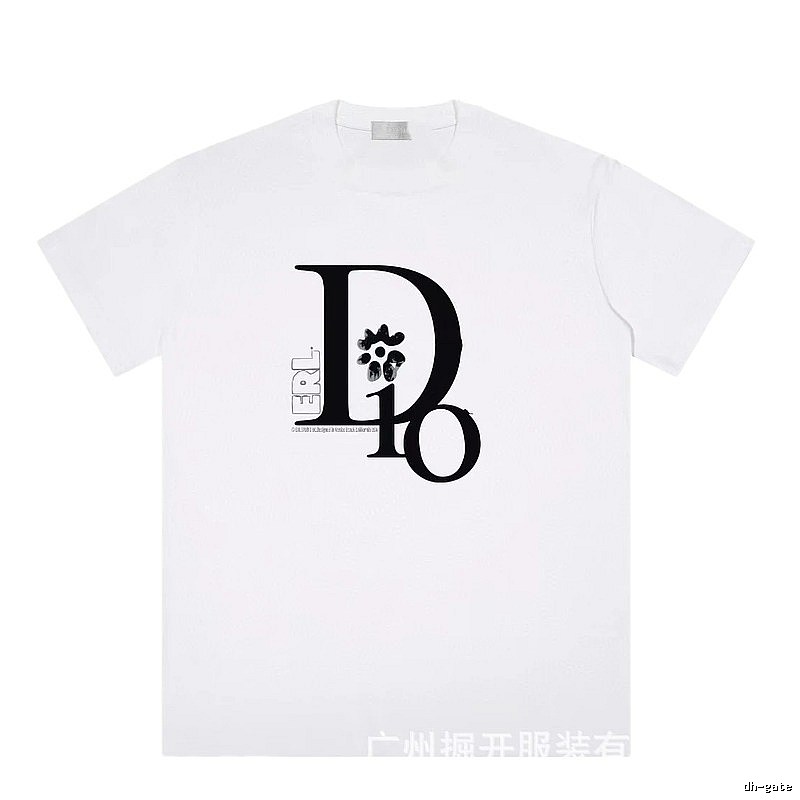 Dior Co-branded Trendy Style Printed White T-Shirt