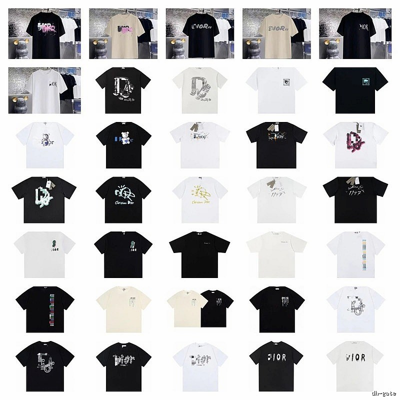 Dior Graffiti Collection Trendy Style Multi-color Short-sleeve T-shirt
