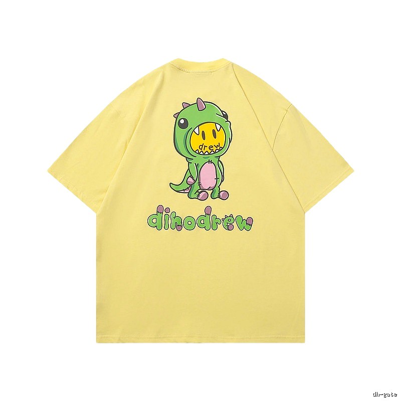 DREW Dinosaur Print Street Style Yellow Short-sleeve T-shirt
