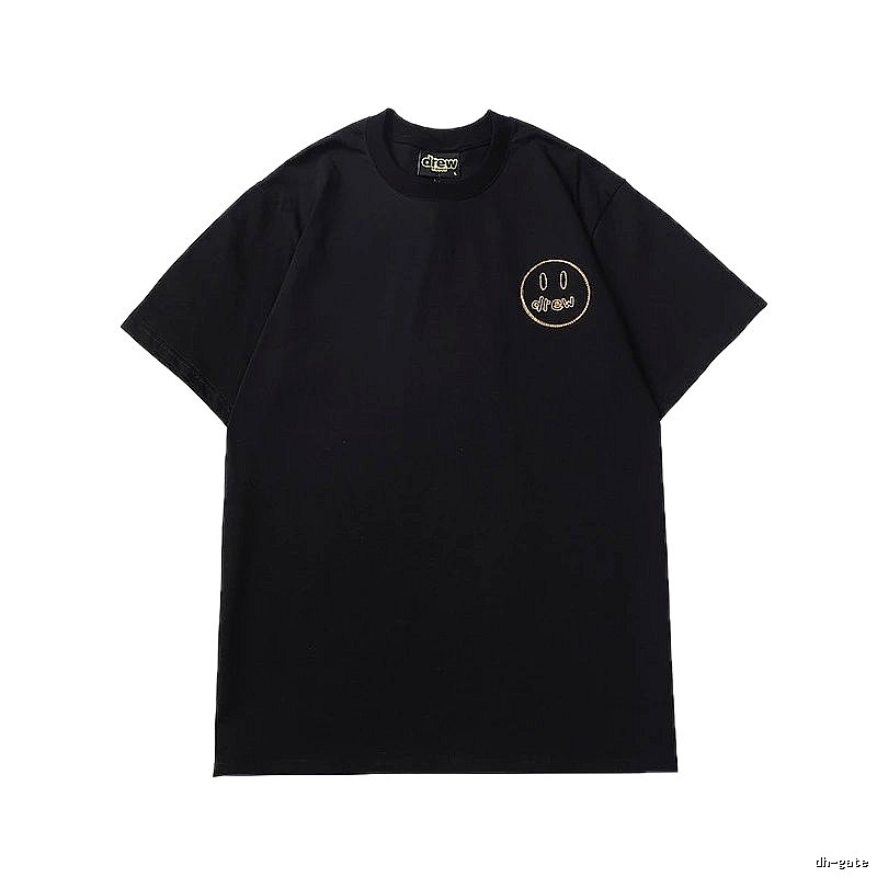 DREW Embroidered Smiley Face Street Style Black T-Shirt