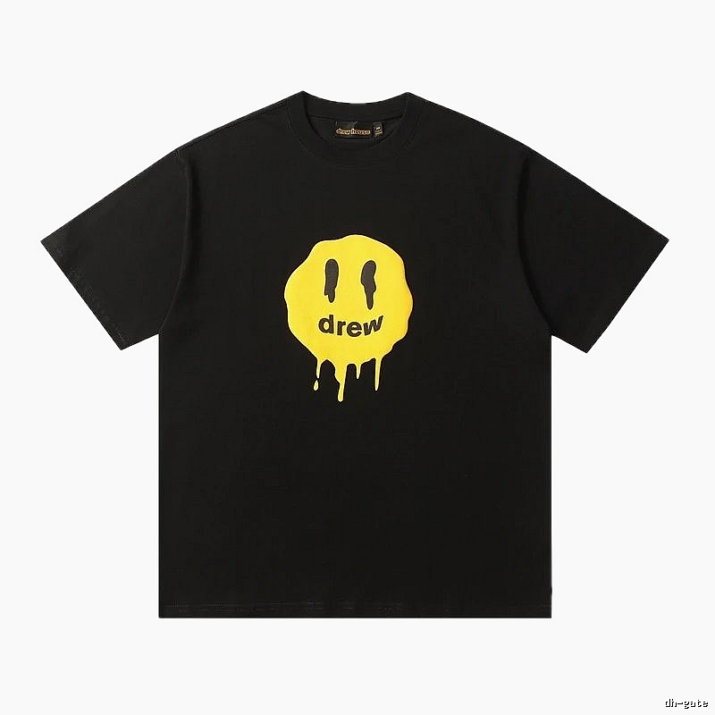 DREW Melted Smiley Face Street Style Black T-Shirt