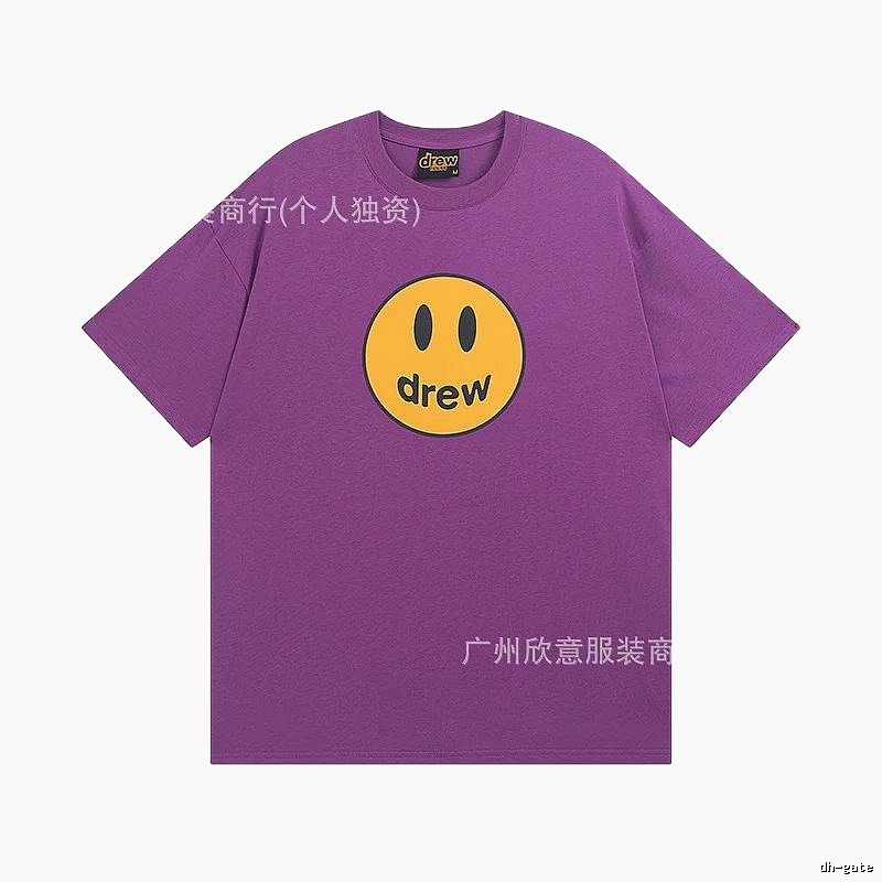 DREW Smiley Face Street Style Purple Short Sleeve T-shirt