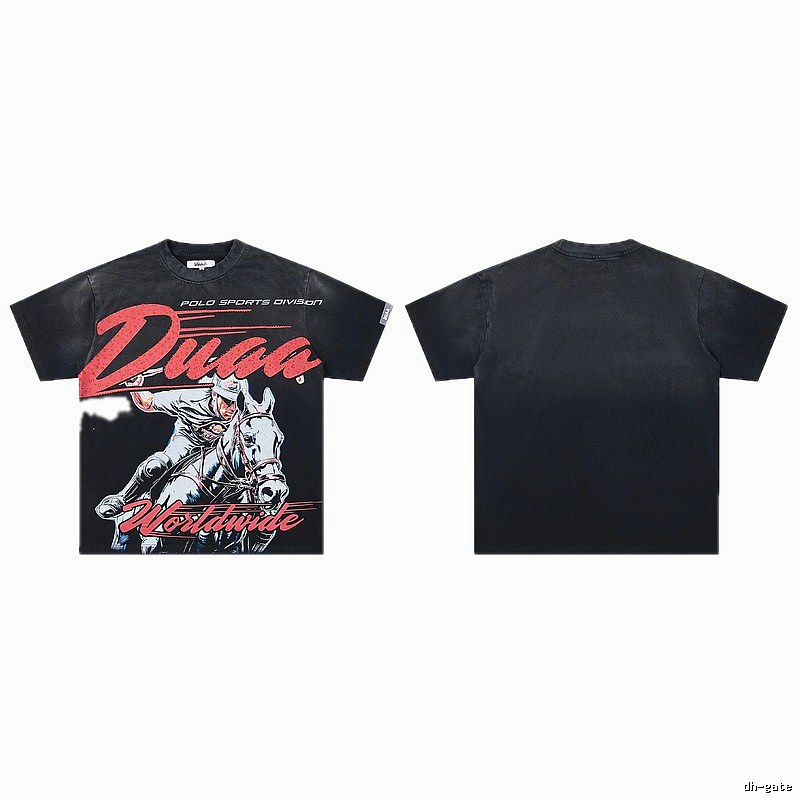 DUAA Vintage Style Black Polo T-Shirt