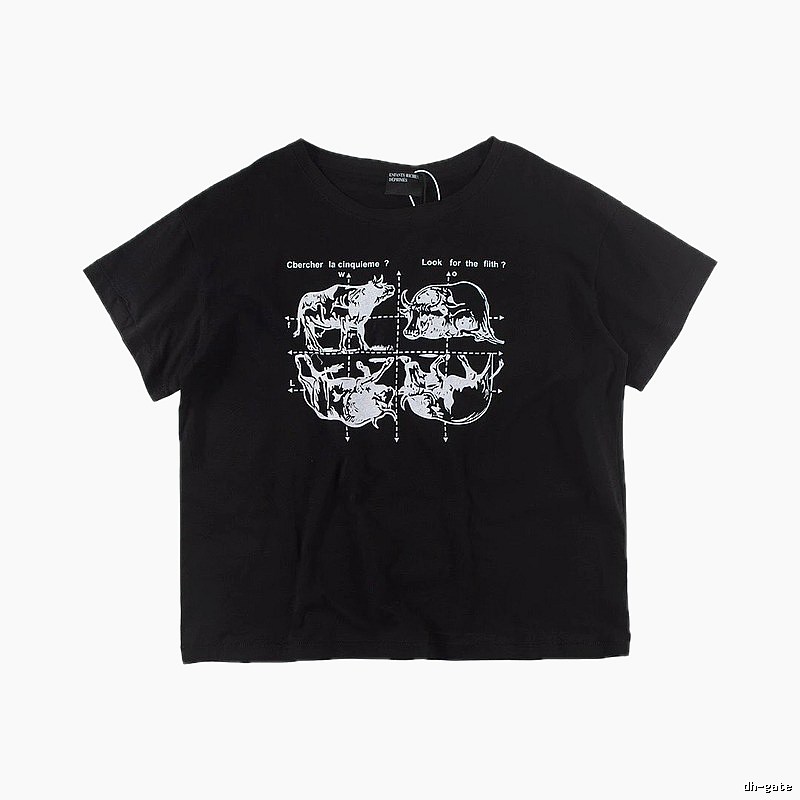 ERD Bull Print Street Style Black Short Sleeve T-shirt