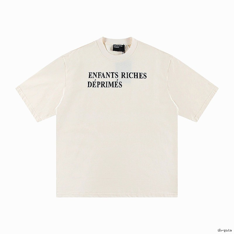 ERD Letter Print Minimalist Style Off-white Short-sleeve T-shirt