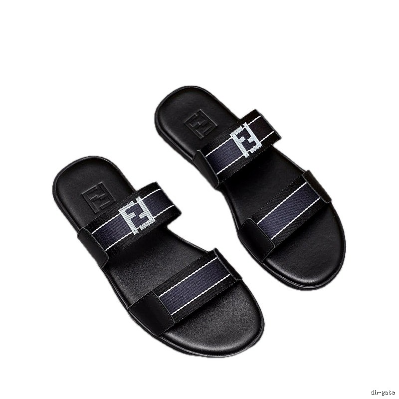 Fendi FF Collection Streetwear Style Black Slides