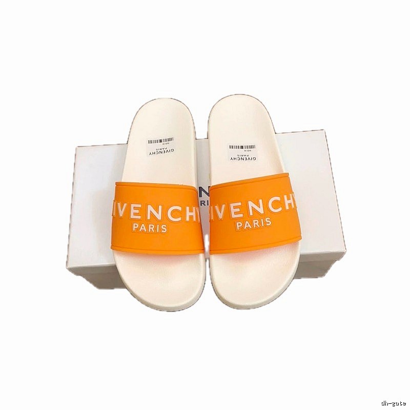Givenchy Alphabet Series Minimalist Style White & Orange Slide Sandals