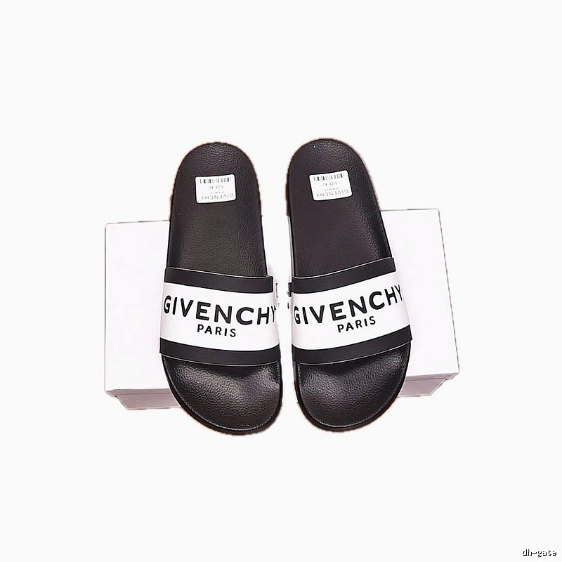 Givenchy Letter Printed Streetwear-style Black and White Slides