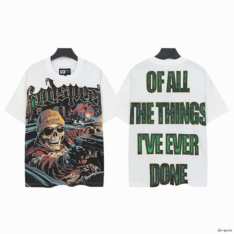Godspeed Skull Print Street Style White T-shirt
