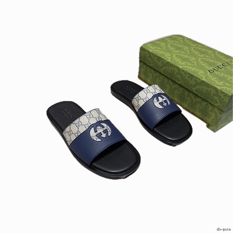 Gucci GG Monogram Casual Navy Blue Slides