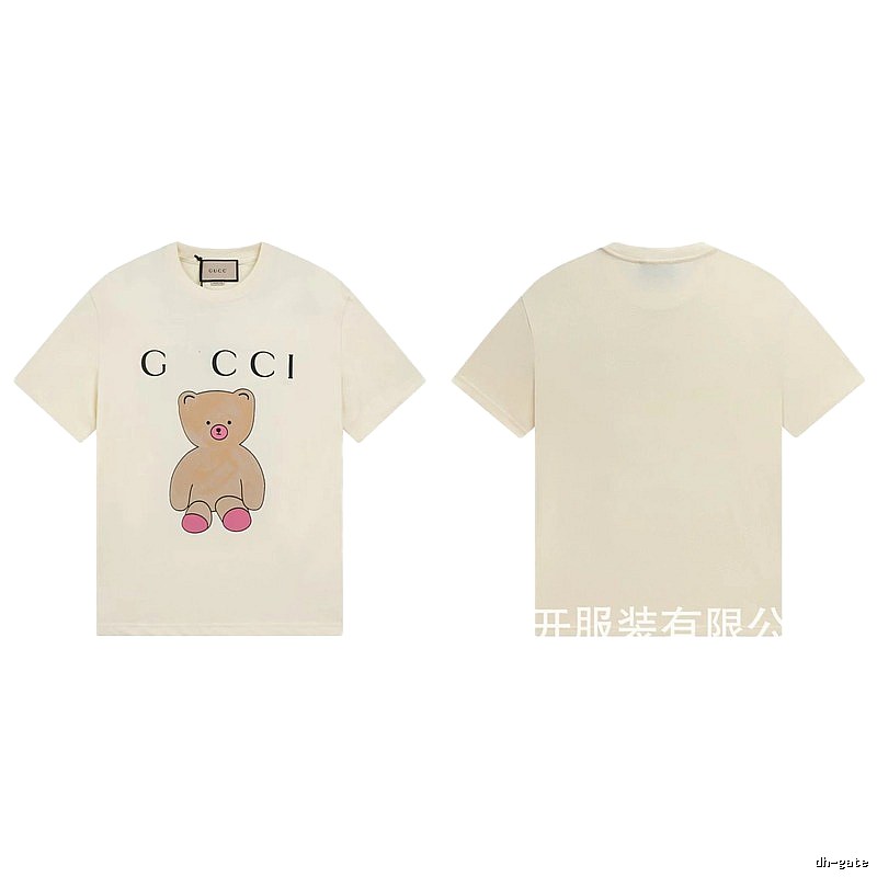 Gucci Teddy Bear Print Casual Style Off-White T-Shirt