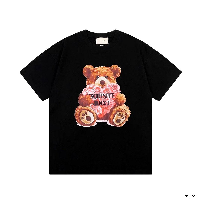 Gucci Teddy Rose Print Streetwear Black T-Shirt
