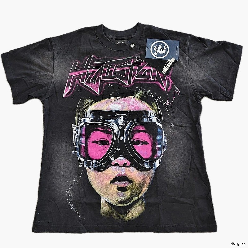 Hellstar Portrait Print Street Style Black T-Shirt