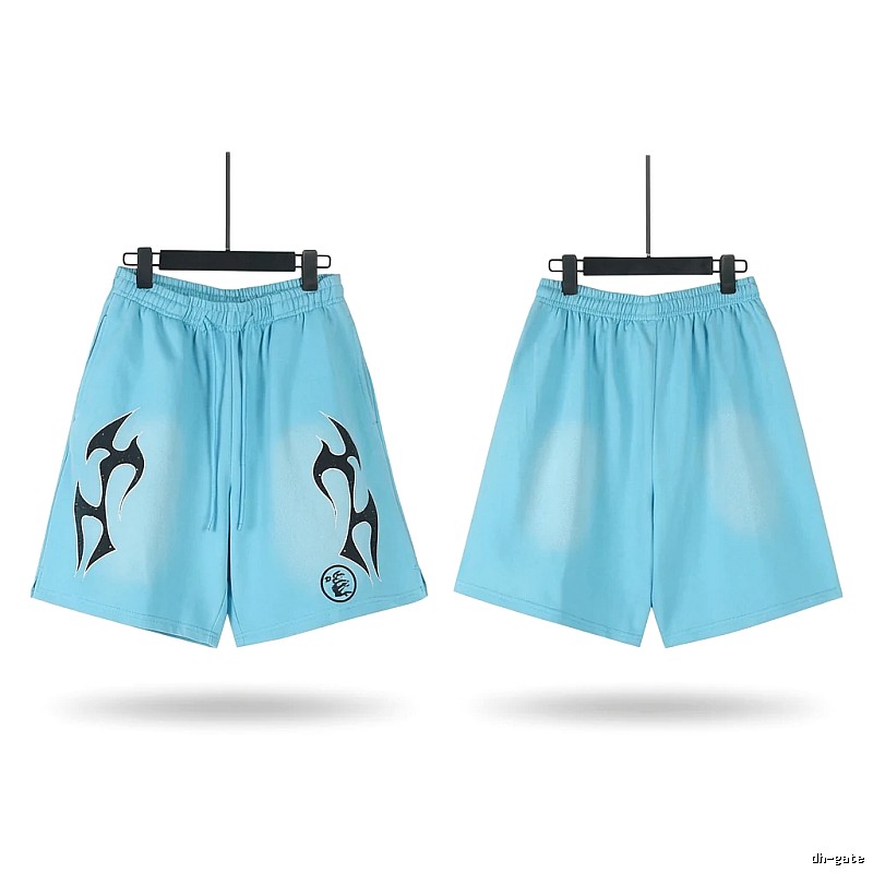 Hellstar trendy brand printed light blue shorts