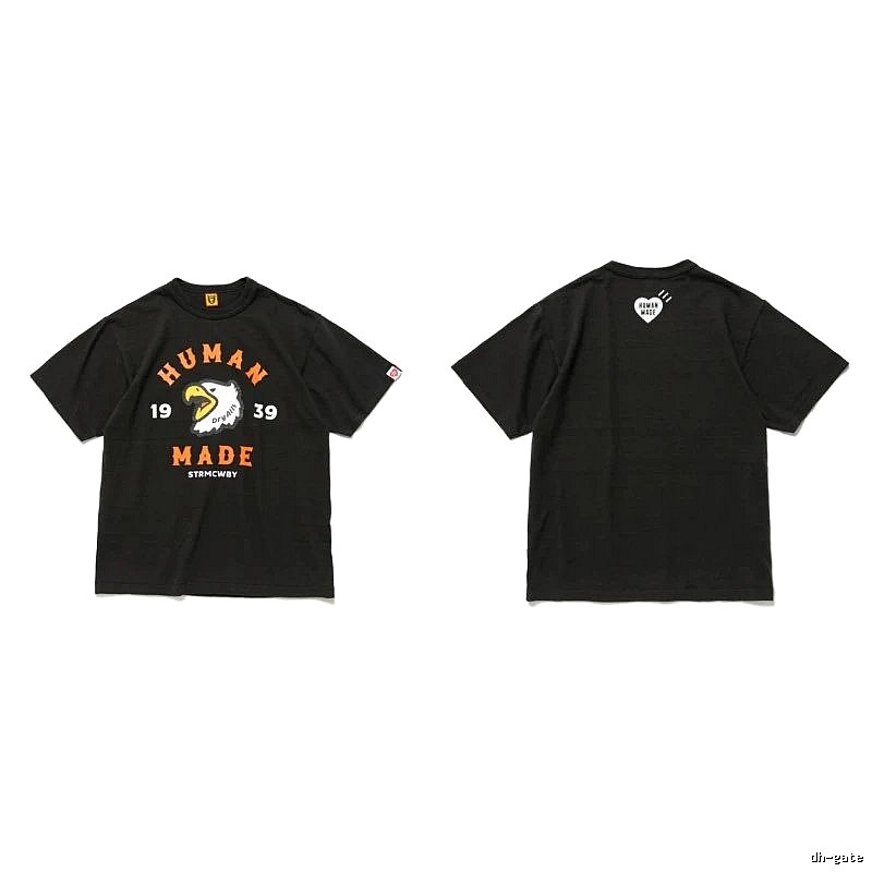 Human Made Easy Match Heart logo T-shirt Black Green Human for Leisure Wear