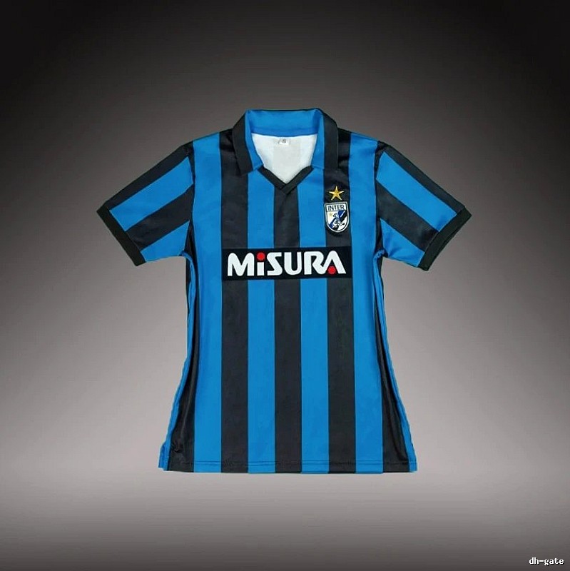 Inter Milan Casual Brehme #3 soccer jersey Blue Black Striped for Streetwear Looks