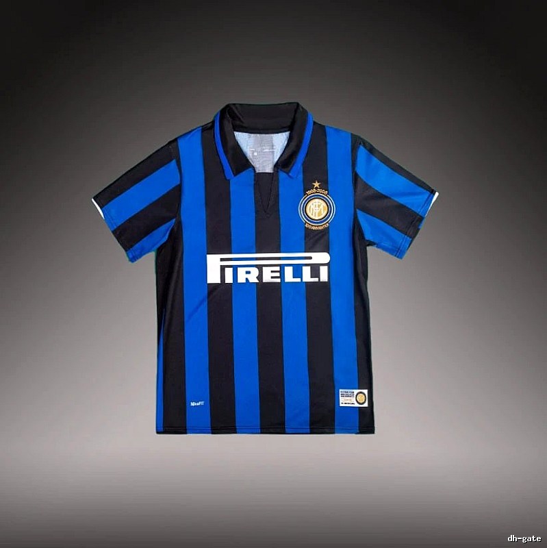 Inter Milan Compact Brehme #3 soccer jersey Blue Black Striped for Smart Casual Looks