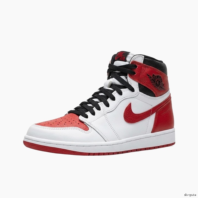 Jordan AJ1 High Top Red and White Athletic Shoes