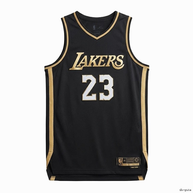 LBJ Lakers black and gold basketball uniform