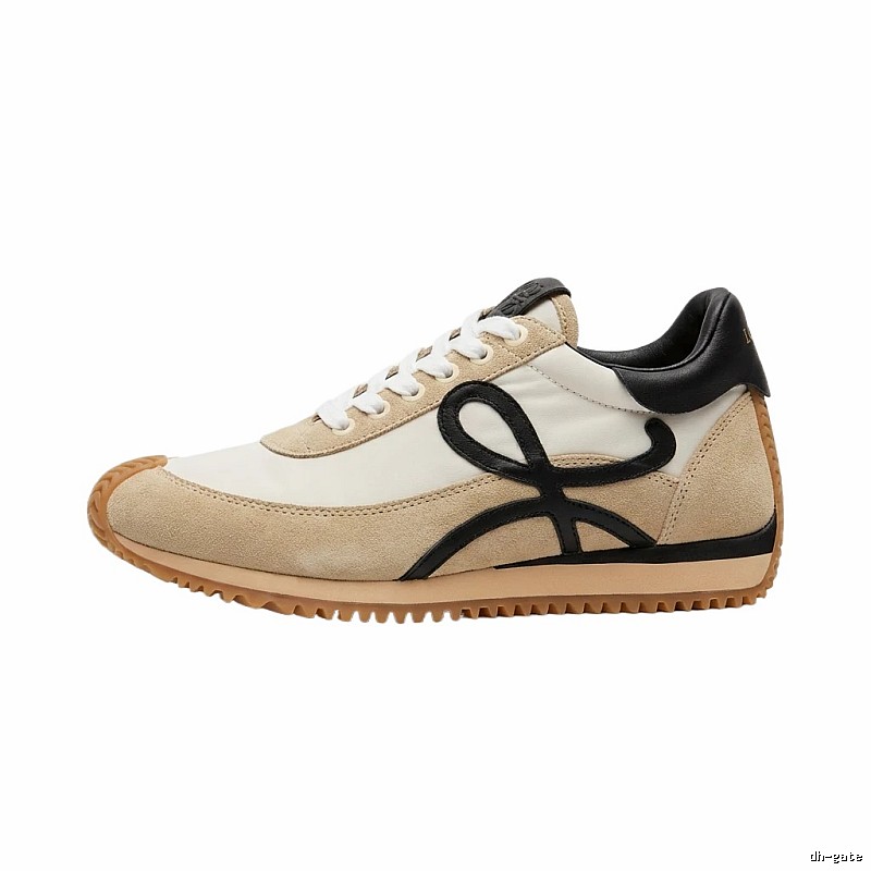 LOEWE retro-style black and brown color-blocking sneakers